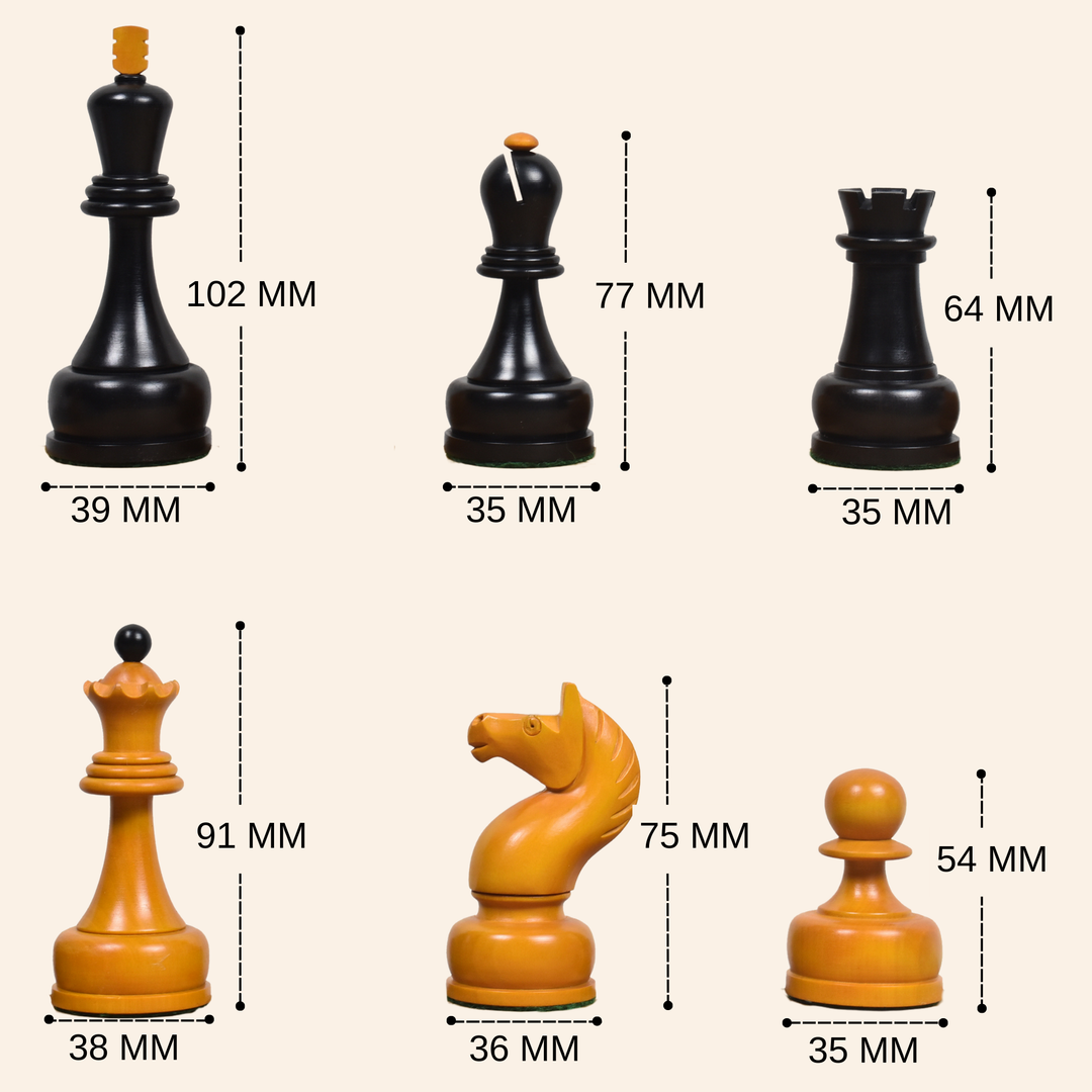 1960's Soviet Championship Tal Chess Set- Chess Pieces Only - Antiqued Boxwood- 4" King
