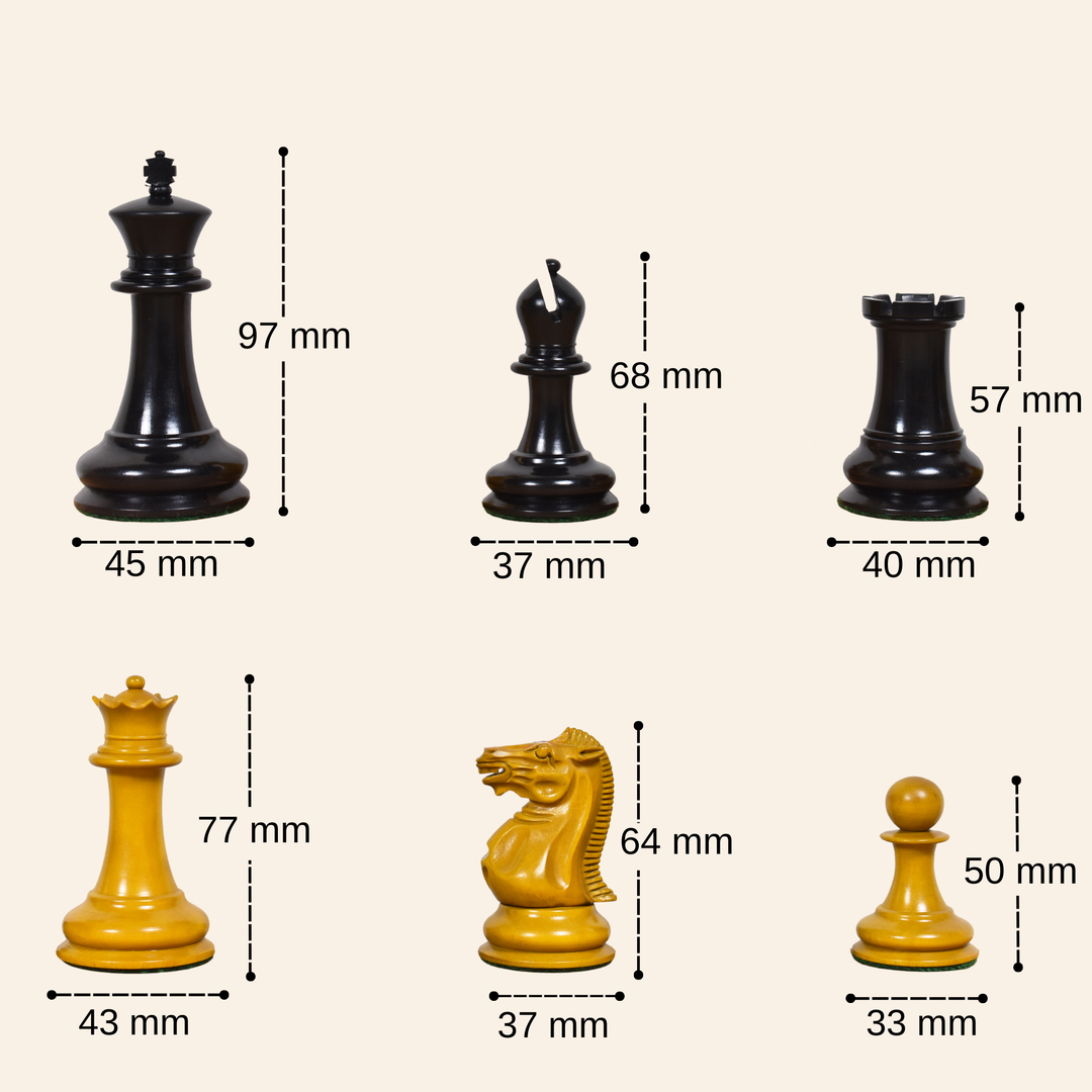 1849 Jacques Cook Staunton Collectors Chess Set- Chess Pieces Only - Ebony Wood - 3.75"