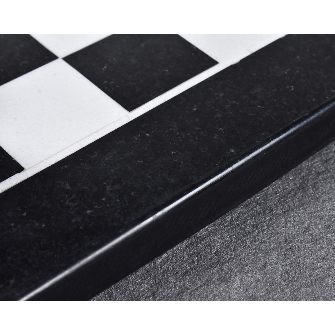 Marble Stone Chess Pieces & Board Set -Black and White - 12" - Minimalist Gift - Warehouse Clearance - USA Shipping Only