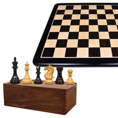 Combo of Fierce Knight Staunton Chess set with 21" Wooden Chessboard and Storage Box