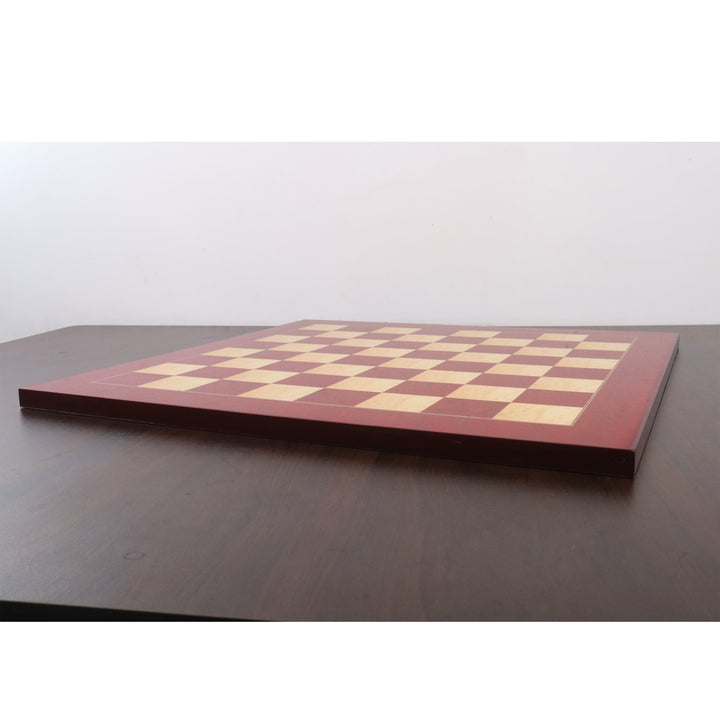 21” Plansza szachowa z czerwonego jesionu i bukszpanu z nadrukiem - kwadrat 55 mm - błyszczące wykończenie