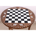 24" Boutique Luxury Round Chess Board Table - 25" High - Golden Rosewood & Acrylic