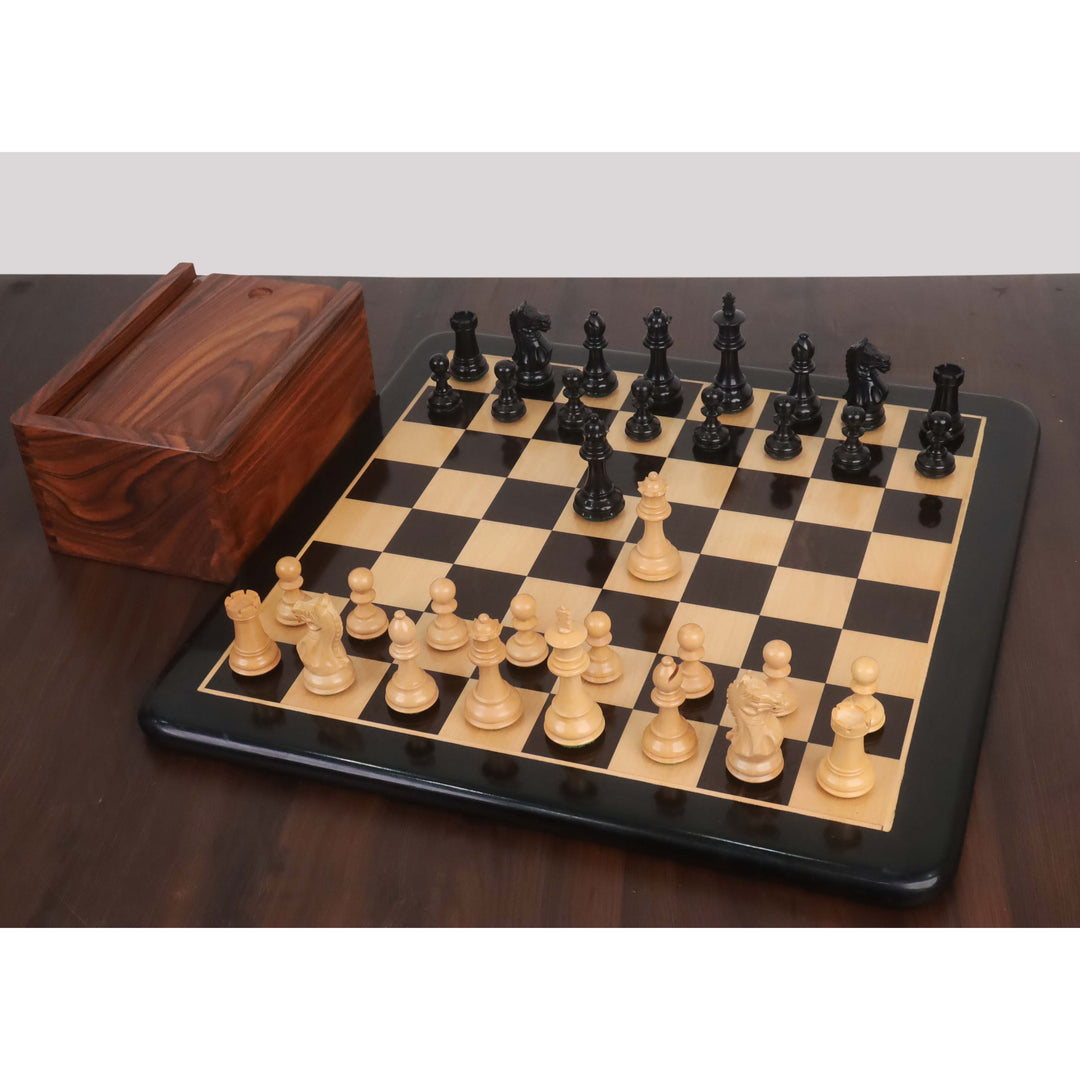 Fierce Knight Staunton Chess Set- Chess Pieces Only - Weighted Boxwood - 3.5" Extra Queens