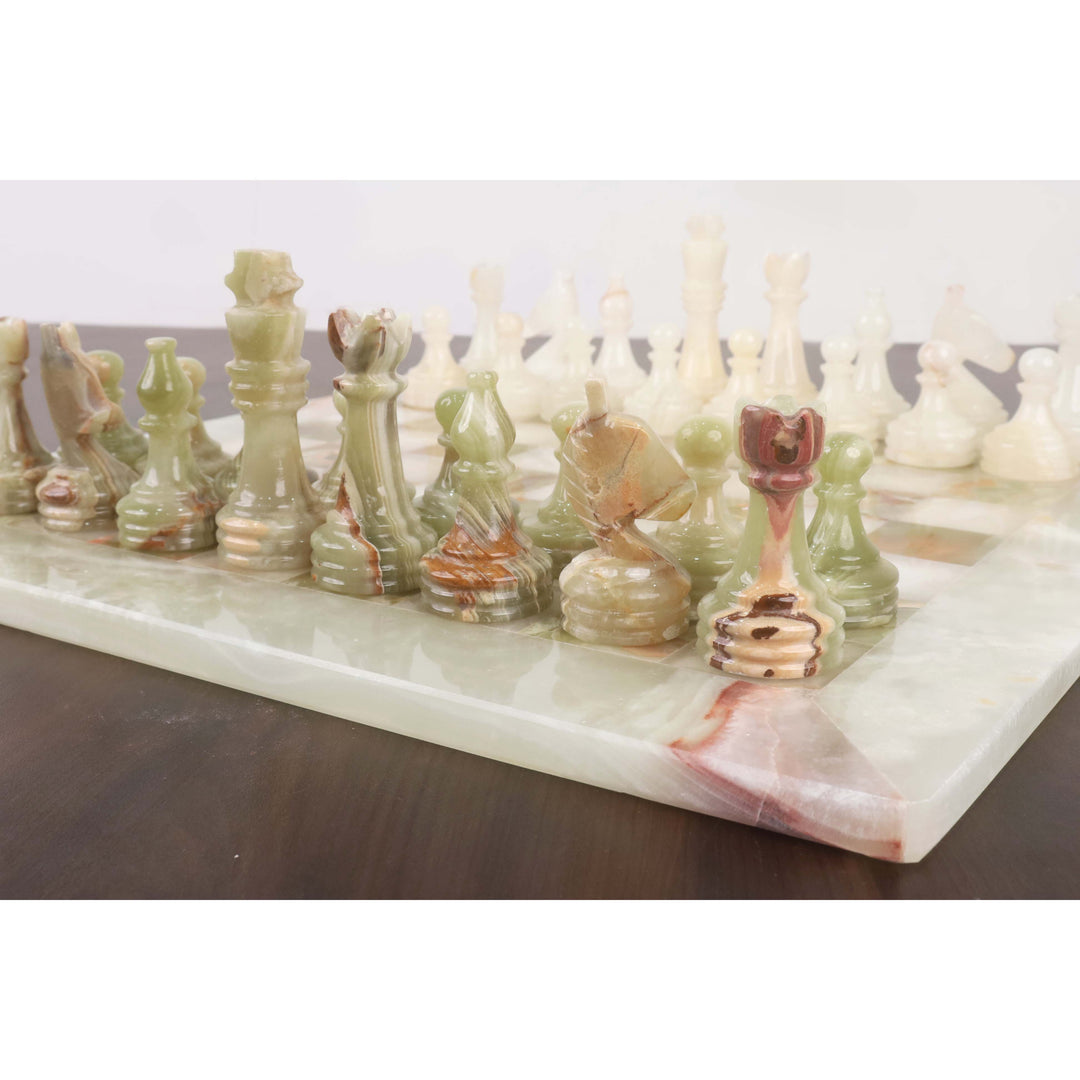 Onyx Marble & Stone Chess Pieces & Board Combo Set - 15" - Handcrafted Chess Set - Warehouse Clearance - Europe Shipping Only