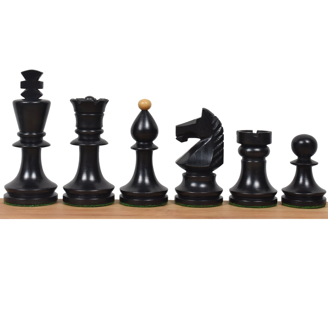 Slightly Imperfect 3.8" Romanian Hungarian Chess Set- Chess Pieces Only - Weighted Ebonised Boxwood