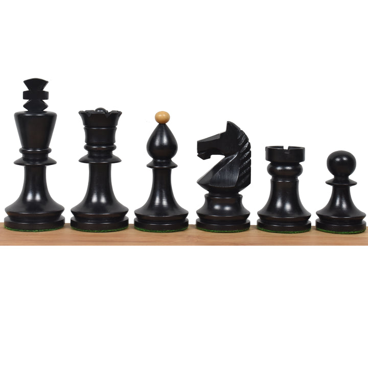 Slightly Imperfect 3.8" Romanian Hungarian Chess Set- Chess Pieces Only - Weighted Ebonised Boxwood