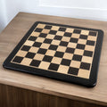 Pièces d'échecs de 3.9" Lessing Staunton en bois d'ébène avec échiquier de 21" en bois d'ébène et d'érable et boîte de rangement de style livre.
