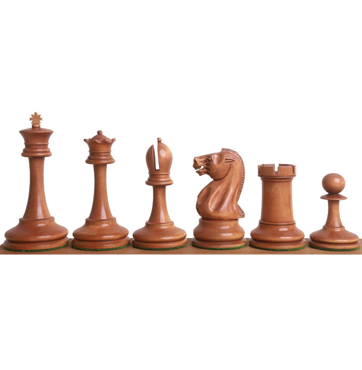 19th century B & Co Reproduced Luxury Chess Set- Chess Pieces Only- Ebony Wood & Antiqued Boxwood– 4.2″ King