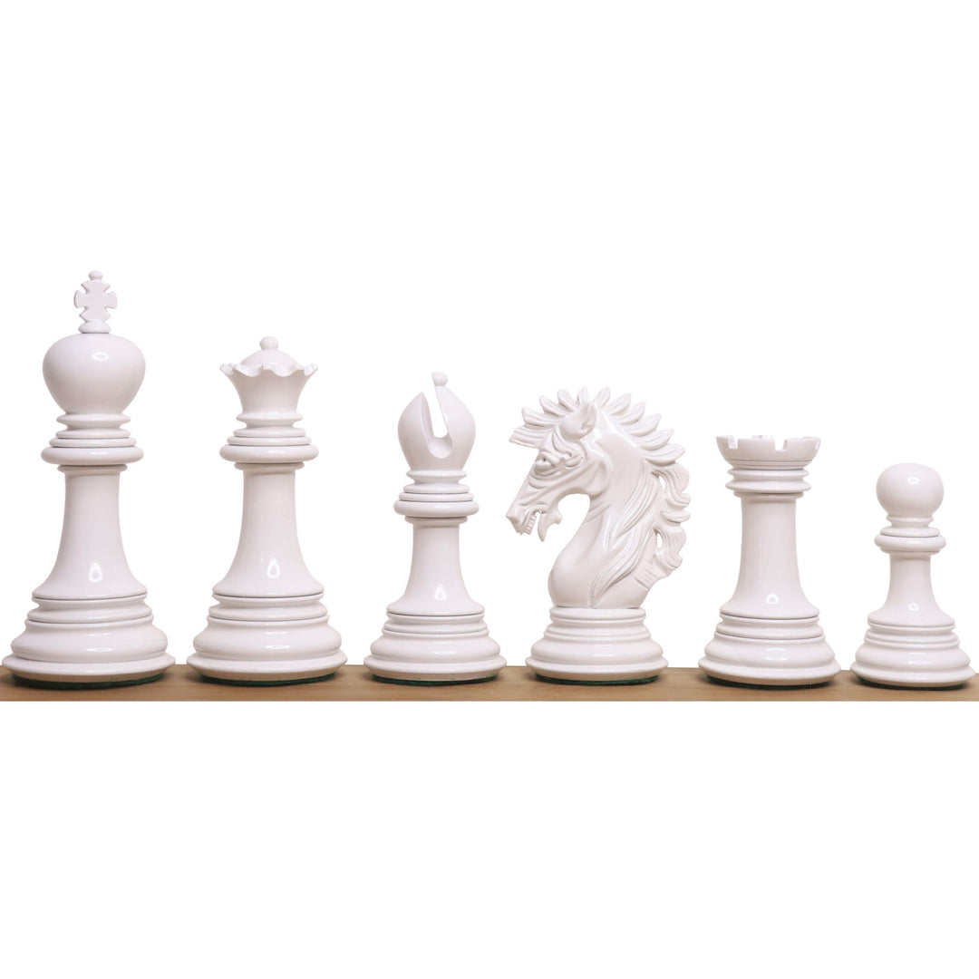 Slightly imperfect 4.6" Mogul Staunton Luxury Chess Set - Chess Pieces Only - White & Red Lacquered Boxwood