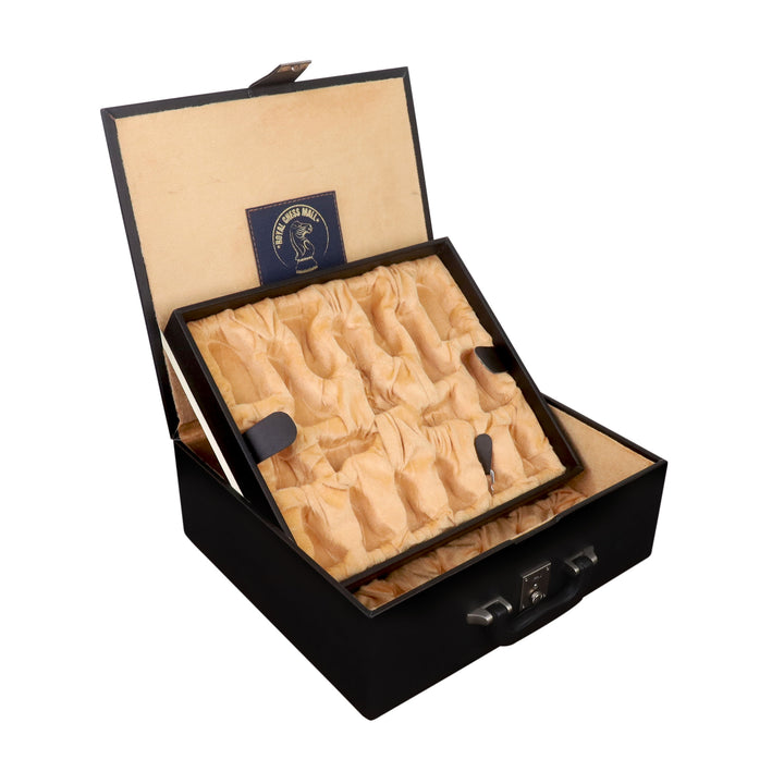 Combo of 4.6" Mogul Staunton Luxury Bud Rose Wood Chess Pieces with Chessboard and Storage Box