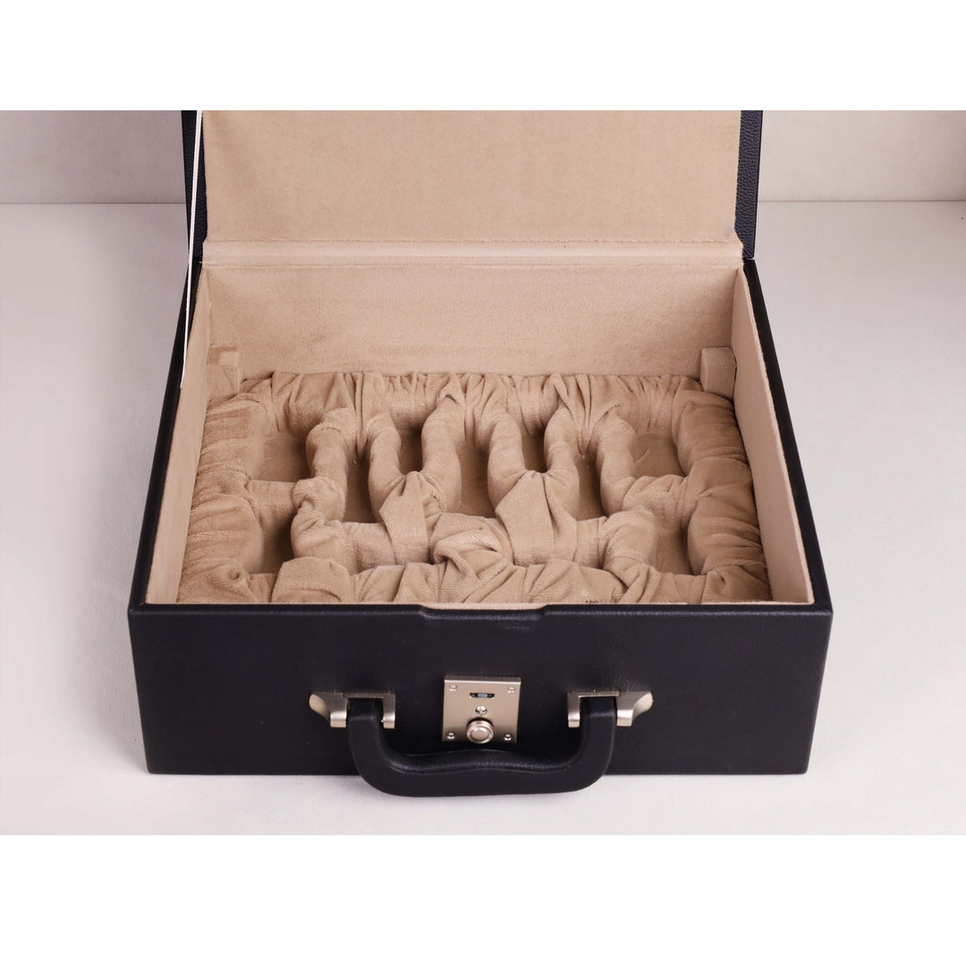 Kunstlederkoffer Aufbewahrungsbox für Schachfiguren von 4,2" bis 4,6" - mit Tablett