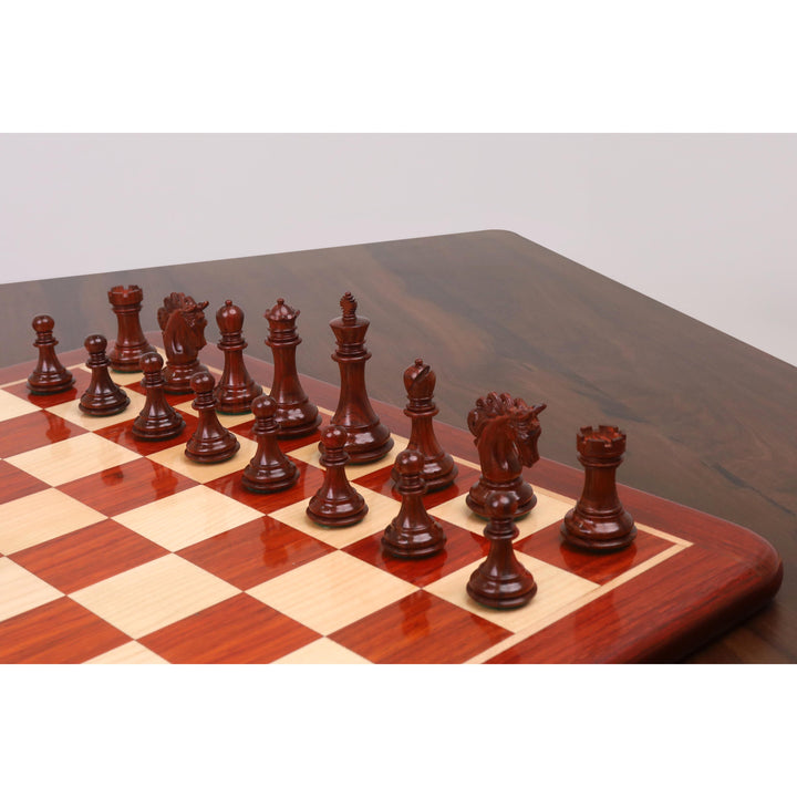 略带瑕疵的 3.3 英寸螺旋马豪华国际象棋套装——仅棋子——玫瑰木与黄杨木