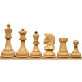 Full set of boxwood Dubrovnik chess pieces arranged in a row.