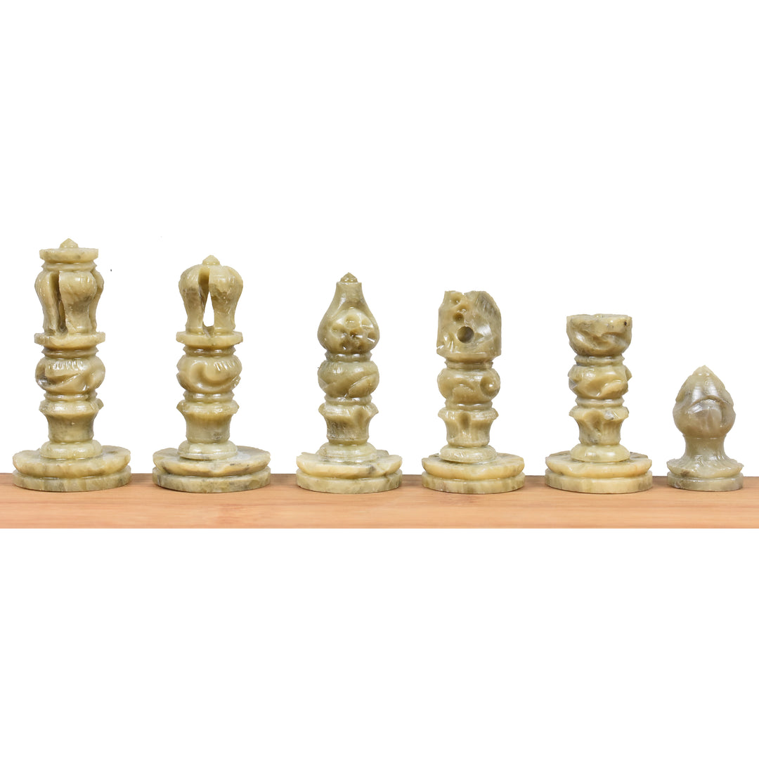 Slightly Imperfect Soap Stone Handcarved Chess Pieces & Board Set - Includes Storage Case - 10" board - Warehouse Clearance - Europe Shipping Only