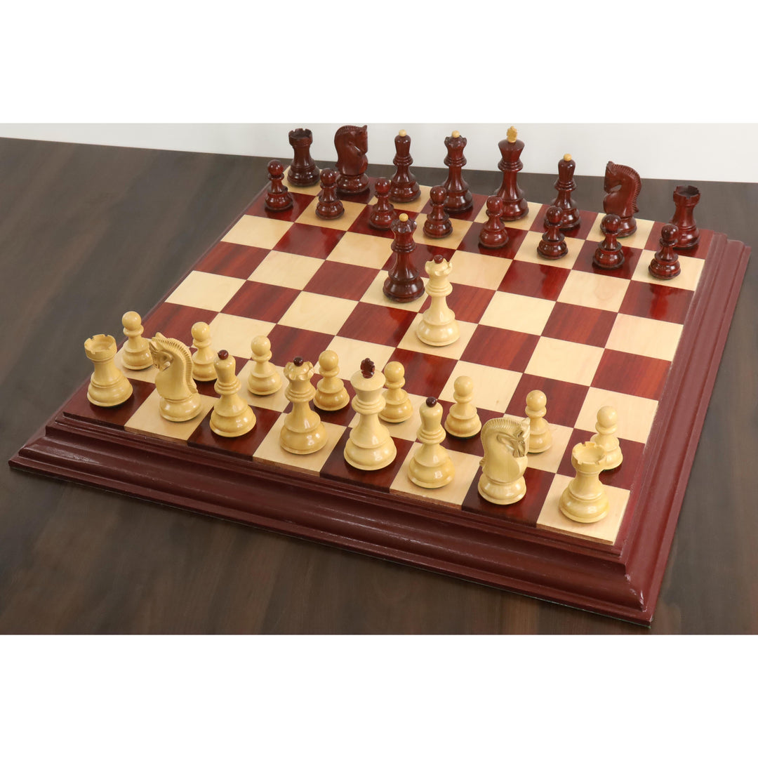 Nieznacznie niedoskonały rosyjski zestaw szachowy Zagrzeb 59' - tylko szachy - podwójne ważone Pączek drewno różane