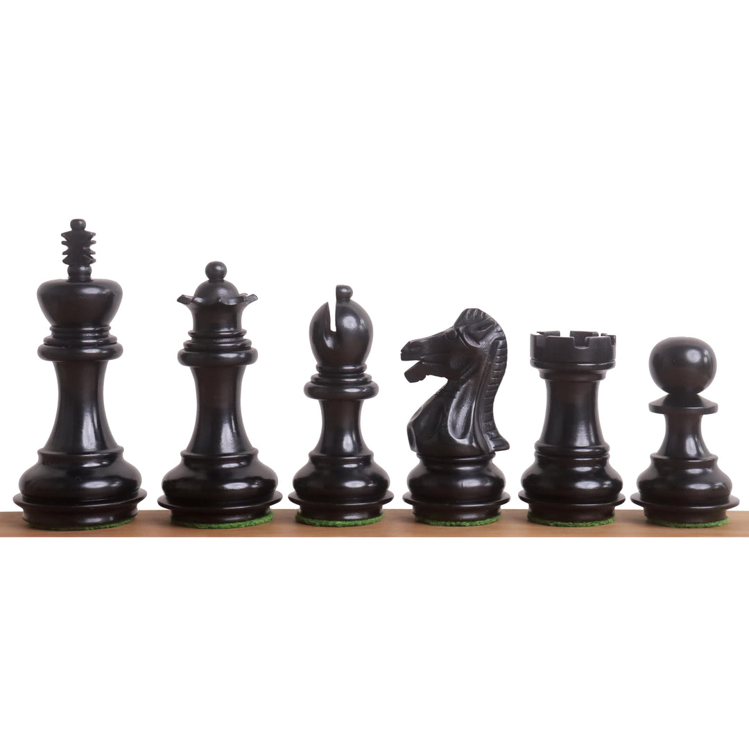 3.2" Laughing Knight Staunton Chess Set- Chess Pieces Only - Weighted Ebonised Boxwood