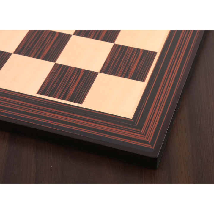 Scacchiera stampata da 21” in legno di ebano e acero tigrato - quadrata da 55 mm - finitura opaca