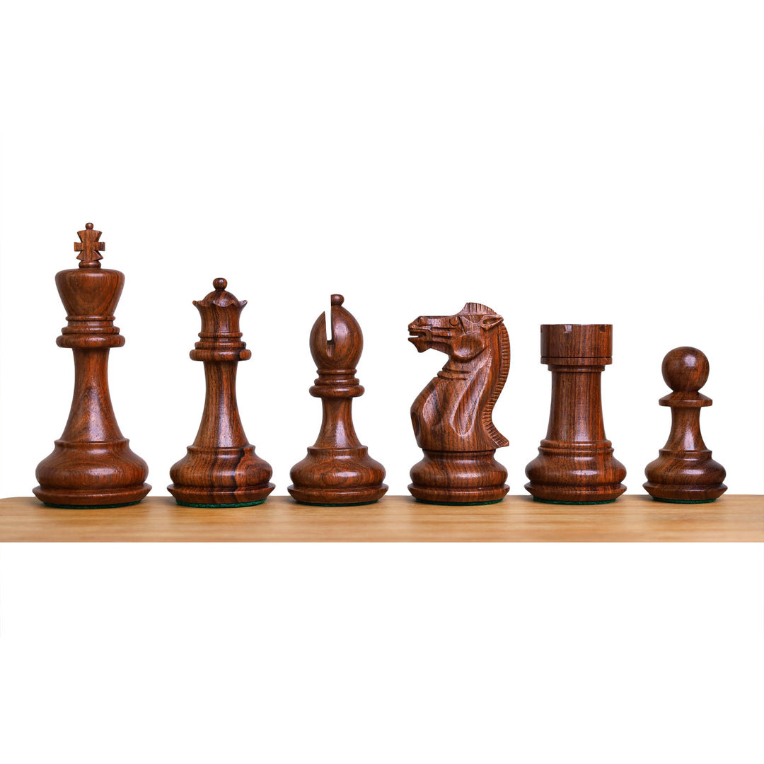 Combo of 4.1" Pro Staunton Weighted Golden Rosewood Chess Set With 22.5" Ebony Acacia Chess Board & Storage Box