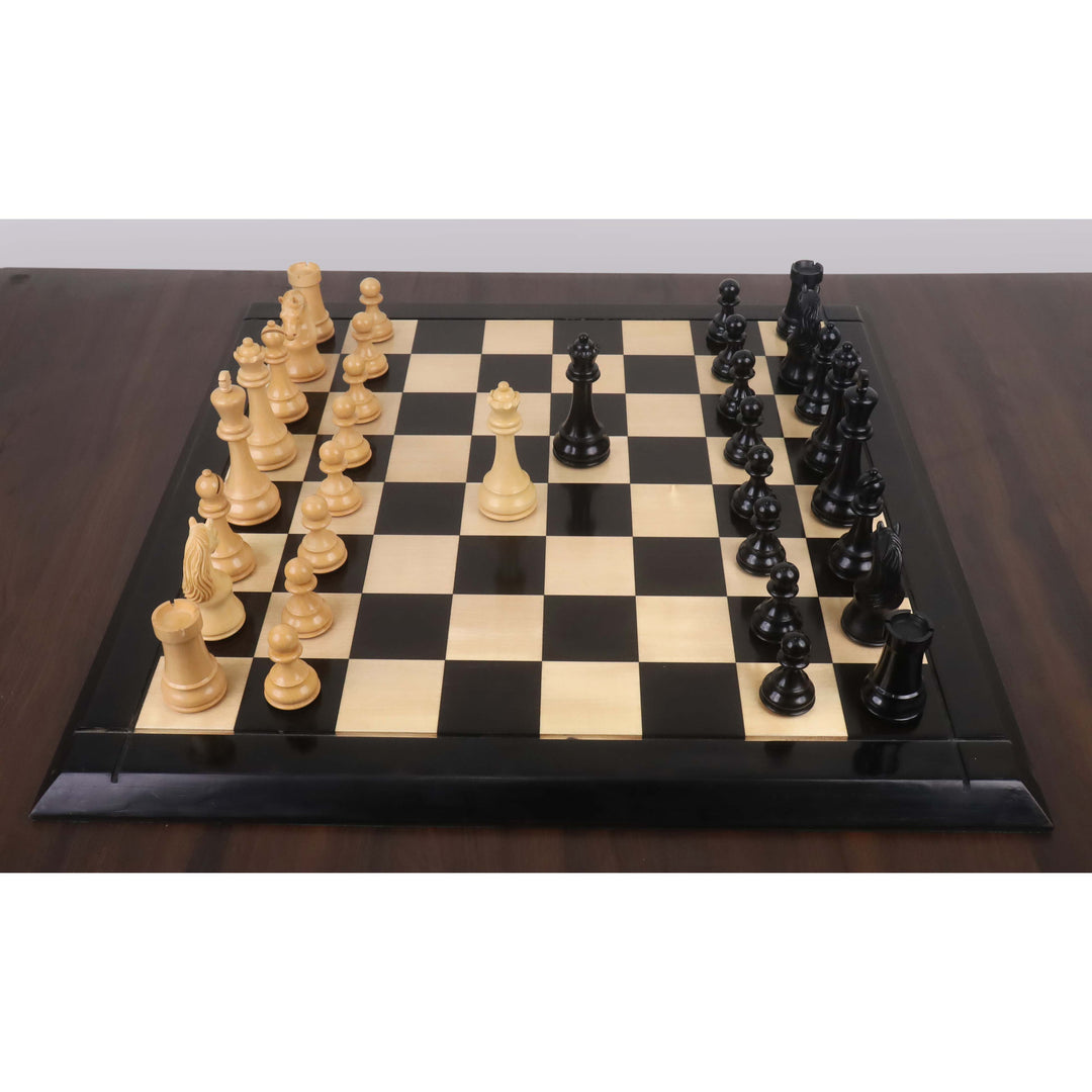 Slightly Imperfect Piatigorsky Cup Reproduced Chess Set- Chess Pieces Only- Ebony Wood – 5″ King