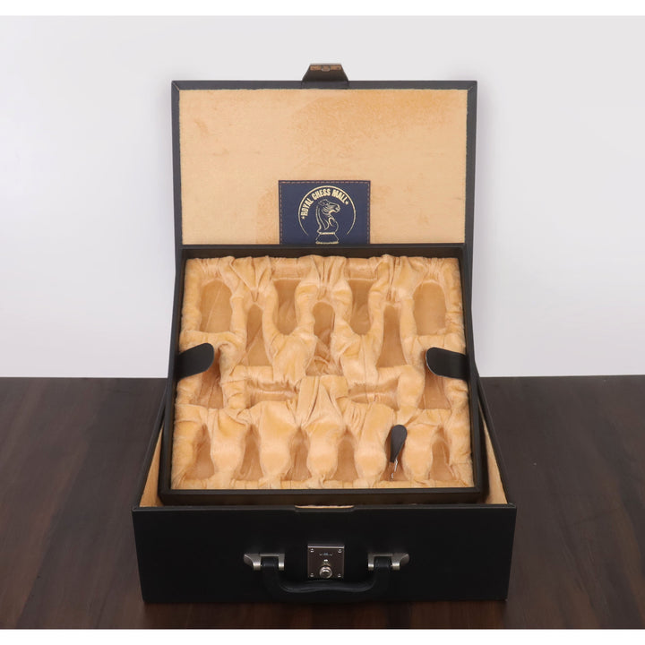 Combo of 4.6" Mogul Staunton Luxury Bud Rose Wood Chess Pieces with Chessboard and Storage Box