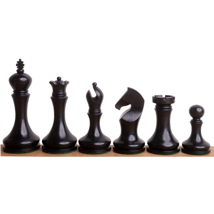 Slightly Imperfect 3.9" Zadar Series Modern Minimalist Chess Set- Chess Pieces Only- Weighted Ebonised Boxwood