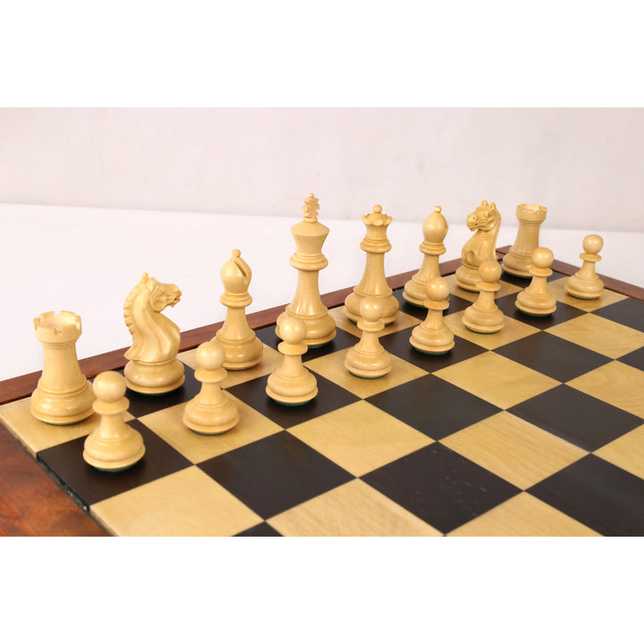 Combo of Queens Gambit Staunton Chess Set - Pieces in Ebonised Boxwood with Board and Box