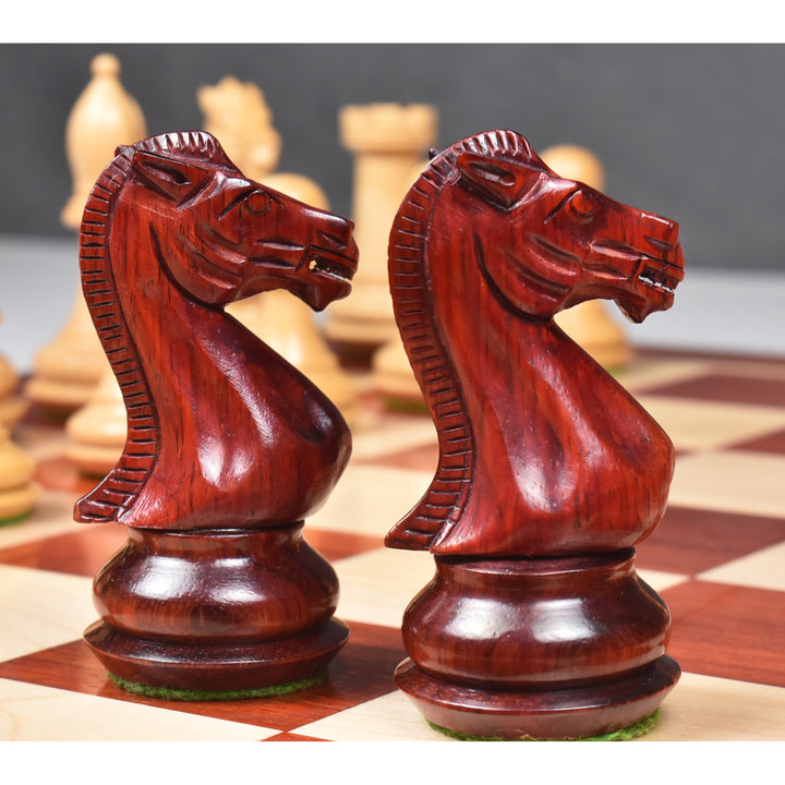 Combo of Chamfered Base Staunton Chess Set - Pieces in Bud Rosewood with Board and Box
