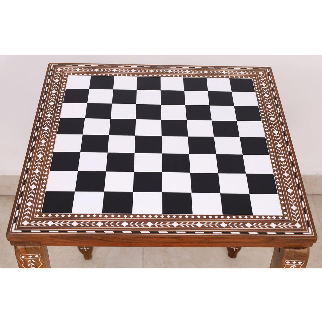 21" Players Wooden Chess Table – Golden Rosewood & Acrylic Ivory (27" Height)