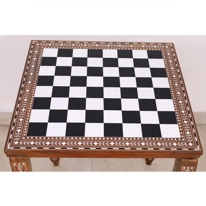 21" Players Wooden Chess Table – Golden Rosewood & Acrylic Ivory (27" Height)