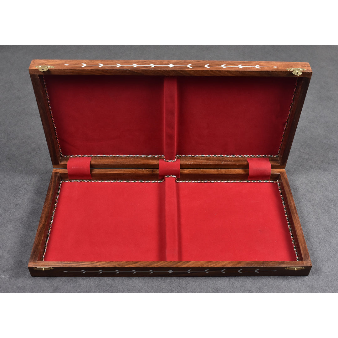 21" Golden Rosewood & Acrylic Ivory Inlaid Wooden Folding Chess board - 55mm Square - Warehouse Clearance - Europe Shipping Only