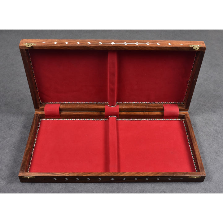 21" Golden Rosewood & Acrylic Ivory Inlaid Wooden Folding Chess board - 55mm Square - Warehouse Clearance - Europe Shipping Only