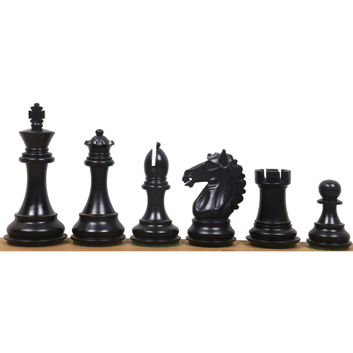3.9" Alban Staunton Chess Set- Chess Pieces Only- Double Weighted Red & Black Dyed Wood - Warehouse Clearance - USA Shipping Only