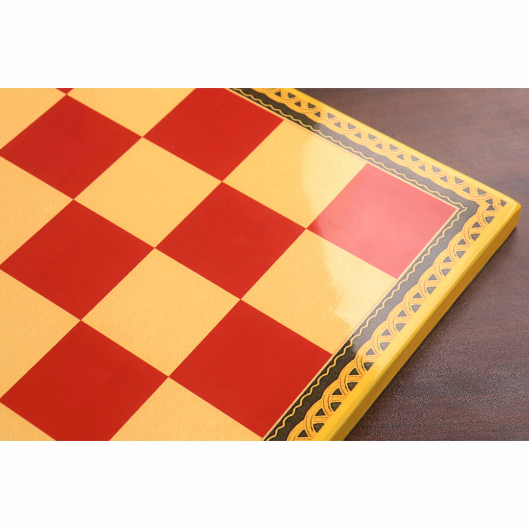 Combo of 4.1" Pro Staunton Weighted Red & White Painted Wooden Chess Set - Pieces in Boxwood with Chess Board & Storage Box