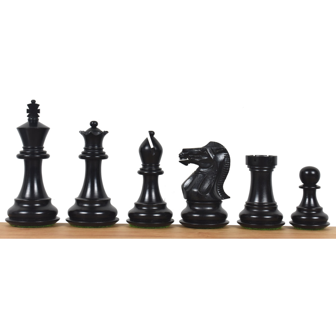 3.6" Professional Staunton Chessnut Sensor Compatible Set- Chess Pieces Only- Ebonised Boxwood