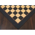 Detail shot of the corner squares and precise inlay on the Queens Gambit printed chess board.