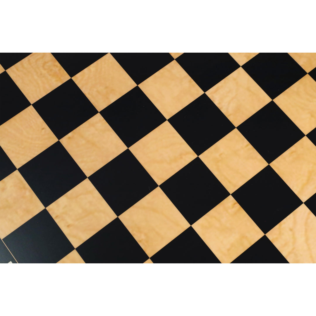 18" Ebony & Maple Wood Printed Chess Board with Carved Borders -43mm Square - Matt Finish - Algebraic Notations