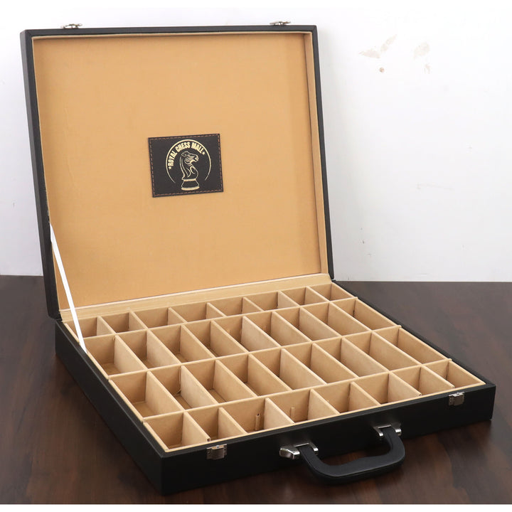 Compartment Style Leatherette Coffer Storage Box for Chess Pieces upto 4.1" King