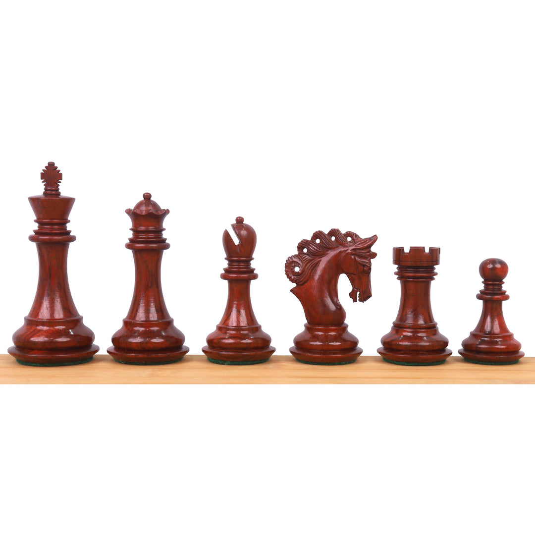 Combo of 3.3" Spiraled Steed Luxury Chess Set- Bud Rosewood & Boxwood With Board and Box