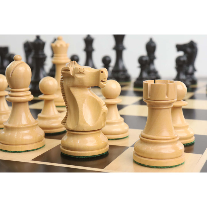 Slightly Imperfect 1972 Championship Fischer Spassky Chess Set - Chess Pieces Only - Double Weighted Ebony wood