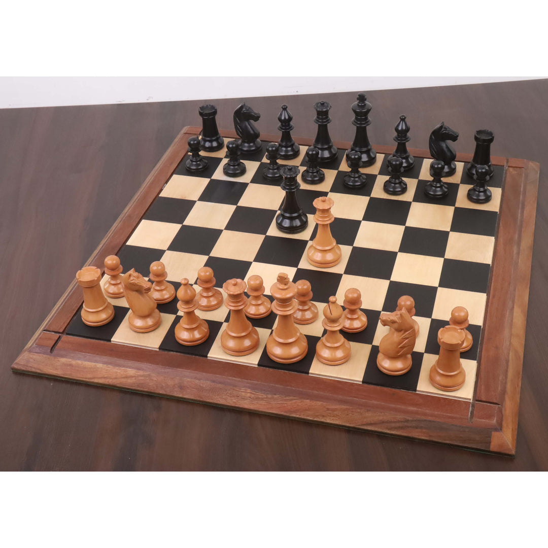 Jeu d'échecs Staunton du Grand Maître français - Pièces d'échecs uniquement - Buis antique - Roi 4.1".