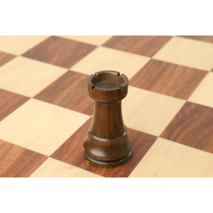Slightly Imperfect Improved French Lardy Chess Set- Chess Pieces Only - Walnut Stained boxwood - 3.9" King