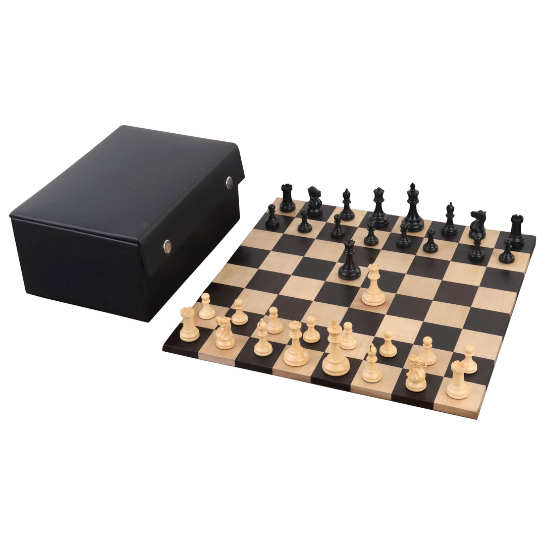 Zestaw szachów drewnianych z wagą 2,4” Pro Staunton - tylko szachy - ebonizowane bukszpanowe