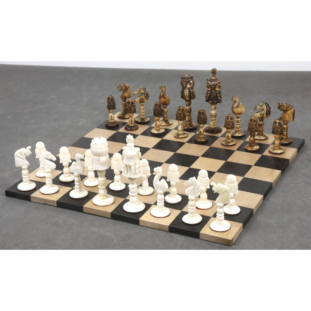 4" Animal Kingdom Series Chess Pieces Only Set - Distress Antiqued Camel Bone