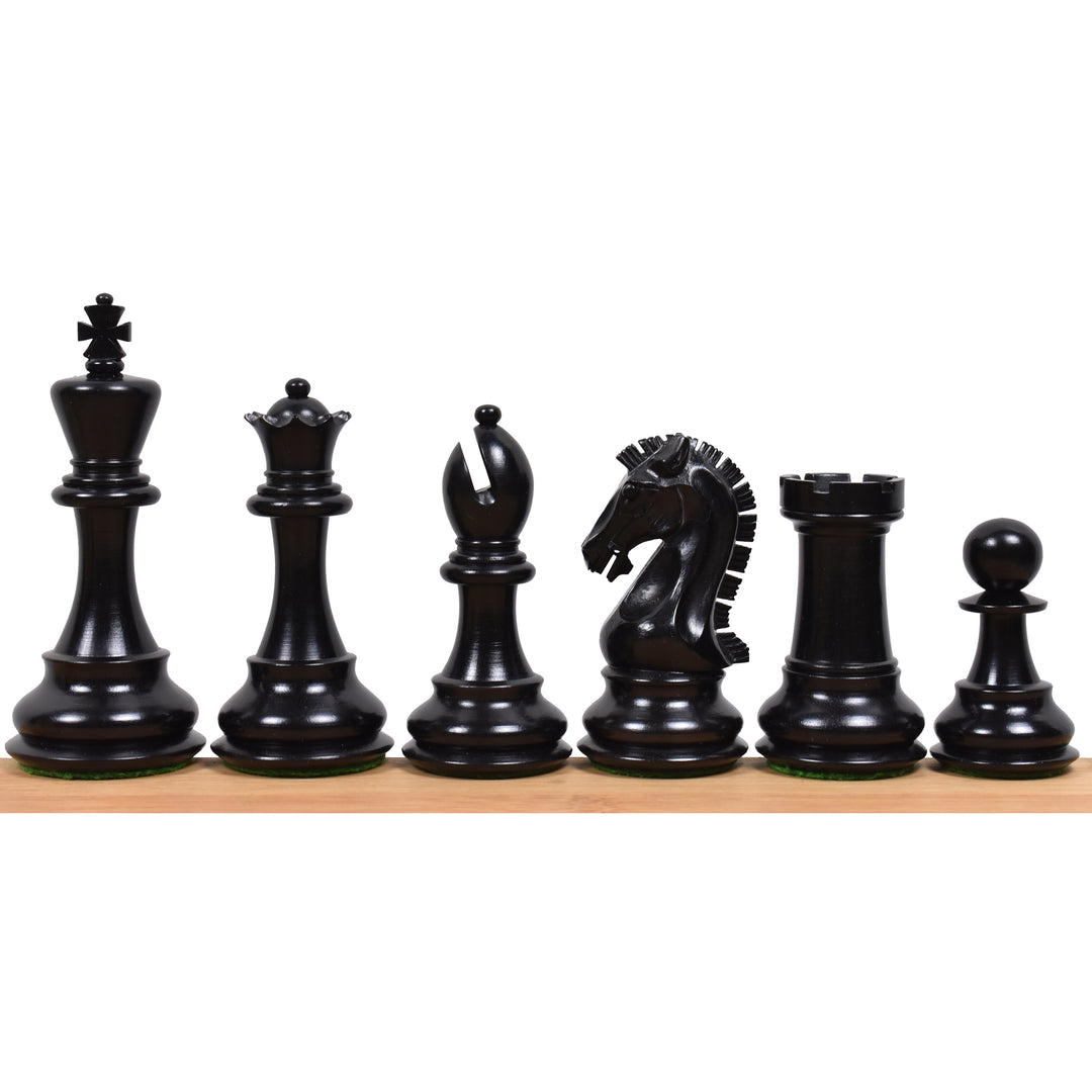 Individual black ebony wood chess pieces from the 3.9" Craftsman set.