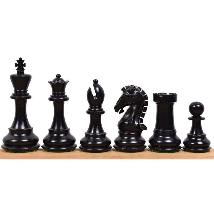 Individual black ebony wood chess pieces from the 3.9" Craftsman set.
