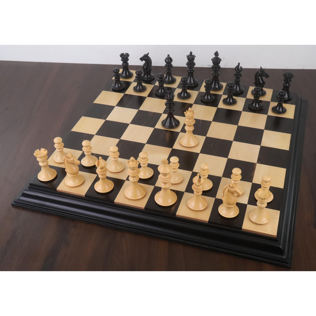 4.3" Set di scacchi di lusso Staunton della serie Aristocrat - Solo pezzi di scacchi - Legno d'ebano e bosso