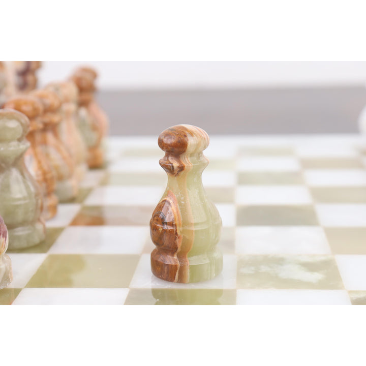Zestaw Szachy i plansza z marmuru i kamienia Onyx - 12” - Ręcznie wykonany zestaw szachowy