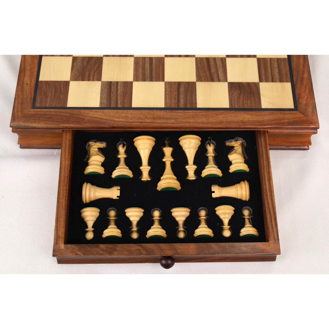 15” Legacy Magnetic Travel Chess Set in Golden Rosewood with Storage Drawers – Gift Edition