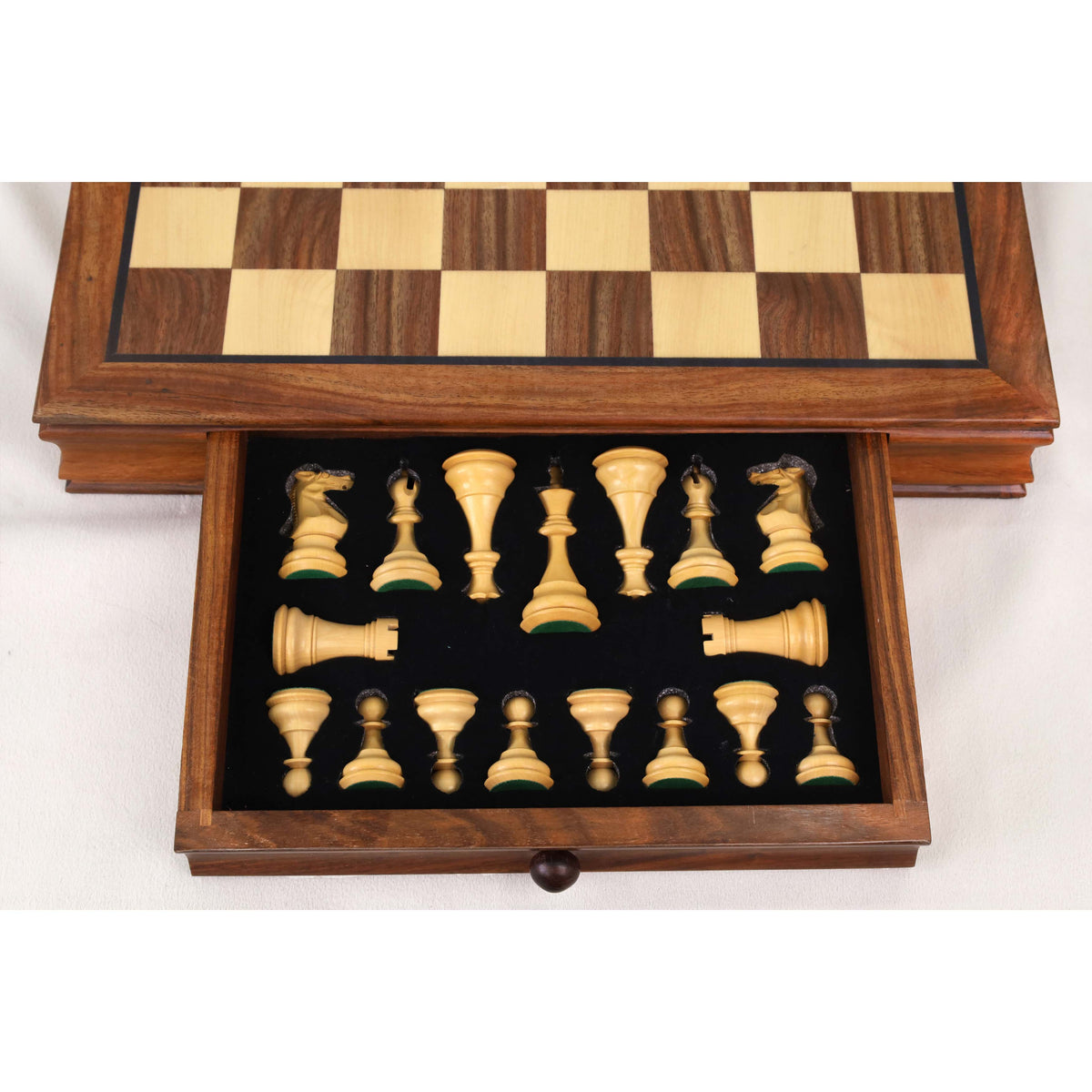 15 inch Legacy magnetisch reisschaakspel van goudkleurig palissander met opberglades – Gift Edition