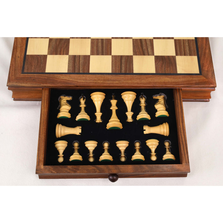15” Legacy Magnetic Travel Chess Set in Golden Rosewood with Storage Drawers – Gift Edition